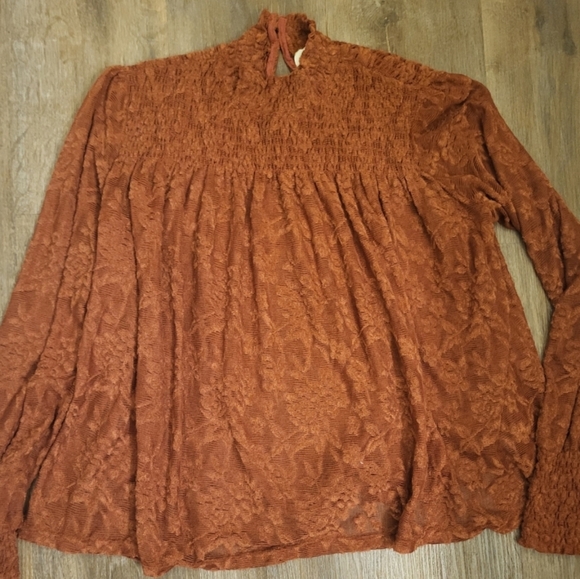 Anthropolgie Deletta Ammana Lace Peasant Blouse Floral In Rust Size Small - Picture 5 of 12